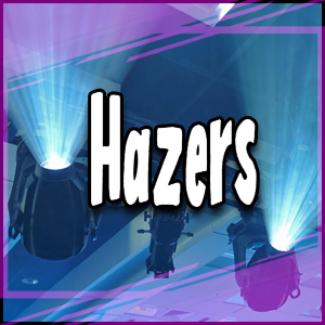 The word hazers on a vibrant purple background.