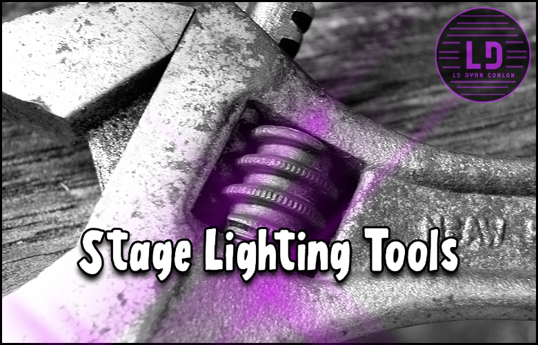A wrench designed specifically for stage lighting tools.